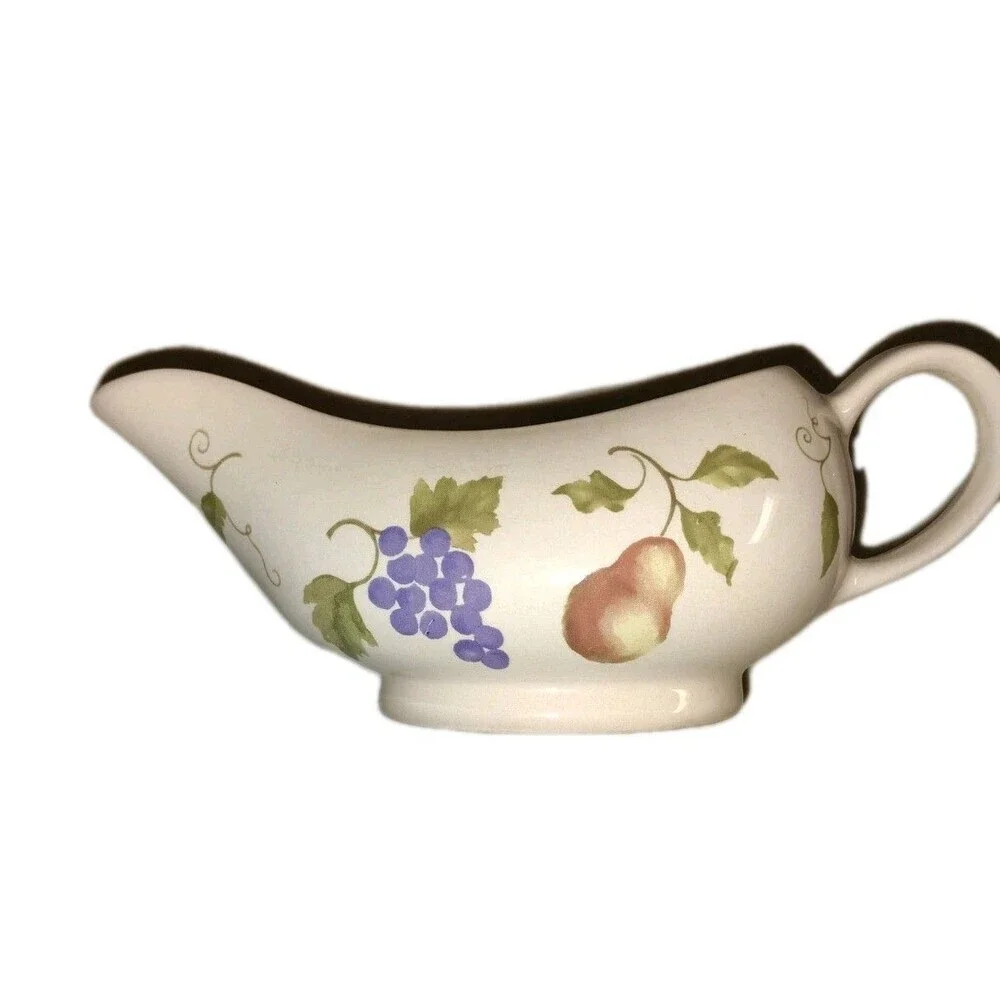 ​Four Star Stoneware Gravy Boat - Fruit Harvest Pattern (Apple, Grape, Pear)...